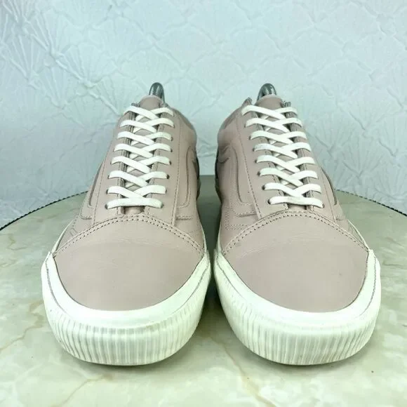 Vans Old Skool Sneakers Women 9.5 Pink Leather Classic Low Top Skate Retro Shoes - Picture 4 of 13
